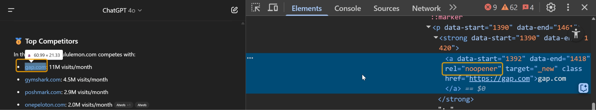 Lists of links were tracked properly