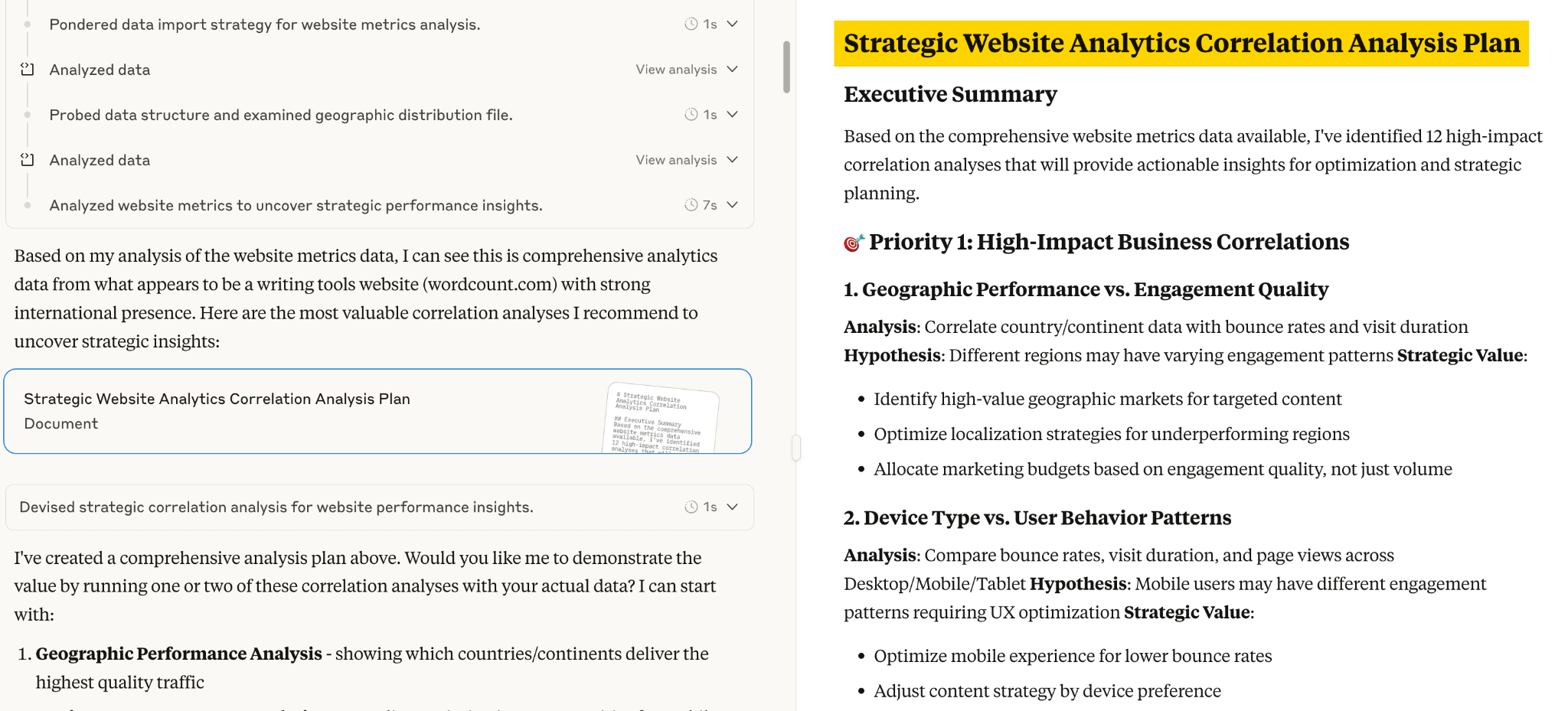 Claude AI helping with deeper web data analysis.