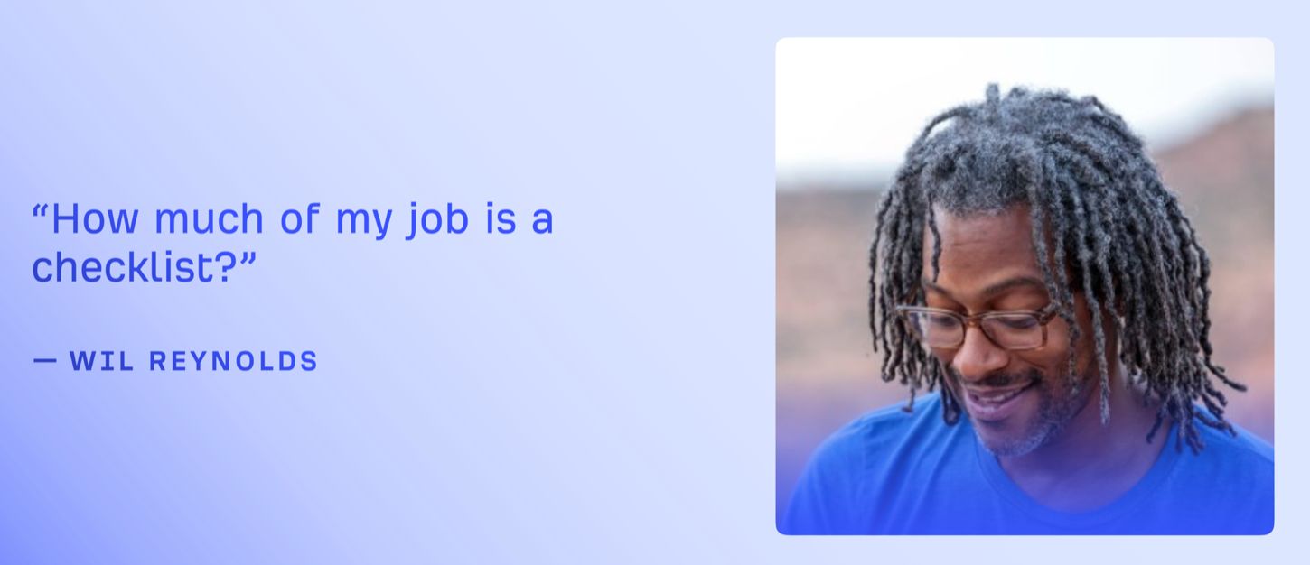 Slide showing a quote from Wil Reynolds