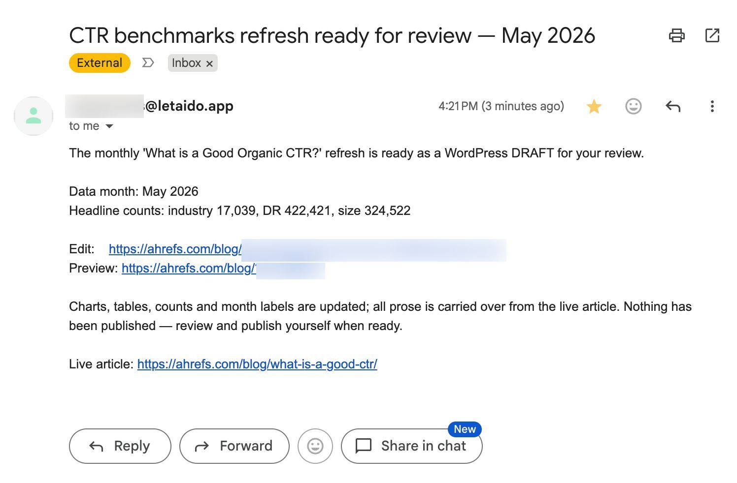An email titled 